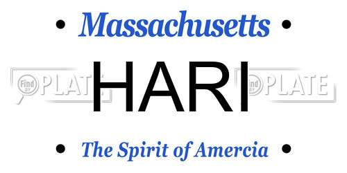 HARI Massachusetts License Plate