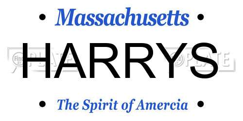 HARRYS Massachusetts License Plate