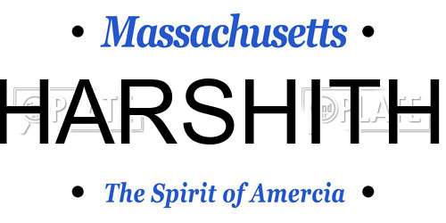 HARSHITH Massachusetts License Plate