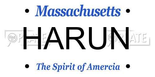 HARUN Massachusetts License Plate