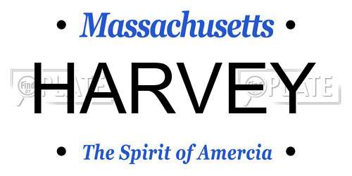 HARVEY Massachusetts License Plate
