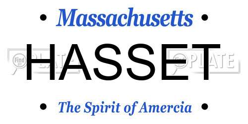 HASSET Massachusetts License Plate