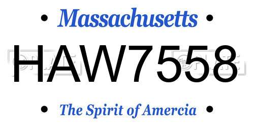 HAW7558 Massachusetts License Plate