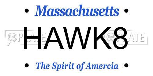 HAWK8 Massachusetts License Plate
