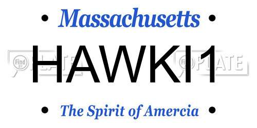 HAWKI1 Massachusetts License Plate