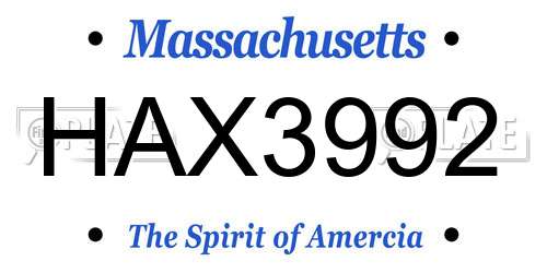 HAX3992 Massachusetts License Plate