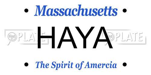 HAYA Massachusetts License Plate