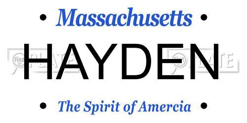 HAYDEN Massachusetts License Plate