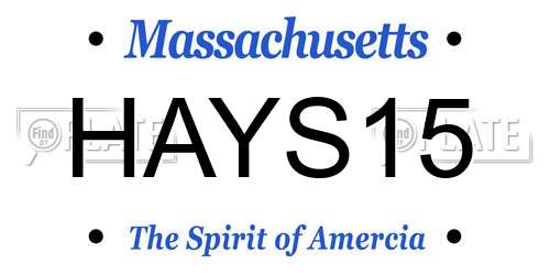 HAYS15 Massachusetts License Plate