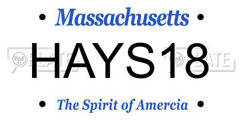 HAYS18 Massachusetts License Plate