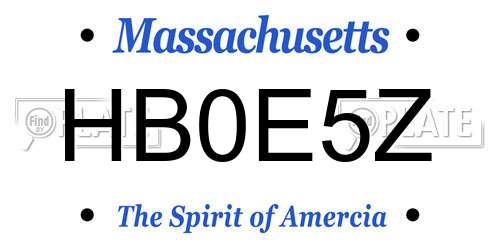 HB0E5Z Massachusetts License Plate