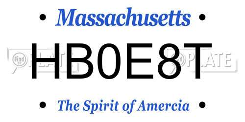 HB0E8T Massachusetts License Plate
