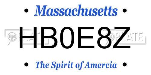 HB0E8Z Massachusetts License Plate