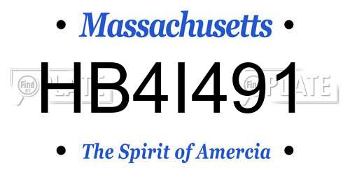 HB4I491 Massachusetts License Plate