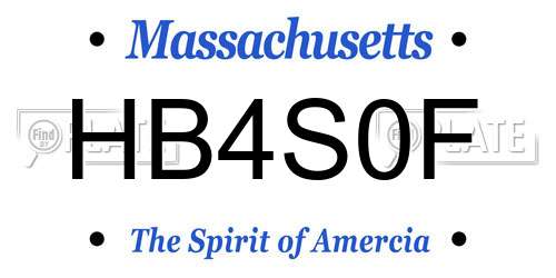 HB4S0F Massachusetts License Plate