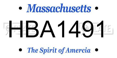 HBA1491 Massachusetts License Plate