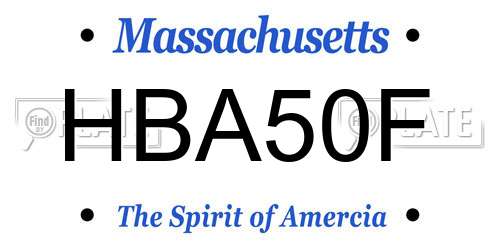 HBA50F Massachusetts License Plate