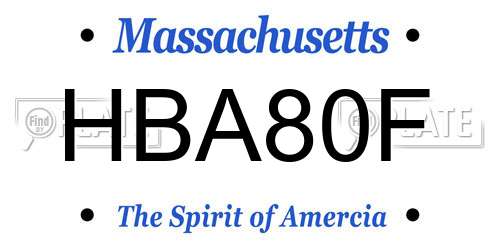 HBA80F Massachusetts License Plate
