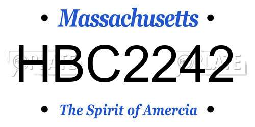 HBC2242 Massachusetts License Plate
