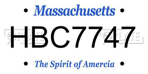 HBC7747 Massachusetts License Plate
