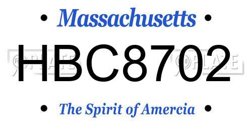 HBC8702 Massachusetts License Plate