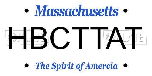 HBCTTAT Massachusetts License Plate
