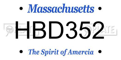 HBD352 Massachusetts License Plate