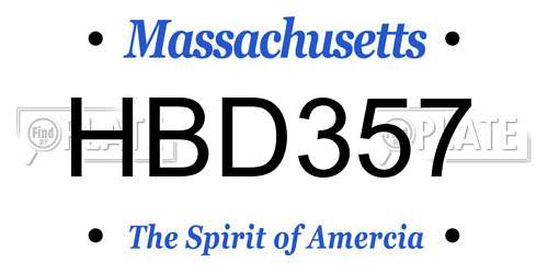 HBD357 Massachusetts License Plate