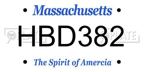 HBD382 Massachusetts License Plate