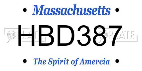 HBD387 Massachusetts License Plate