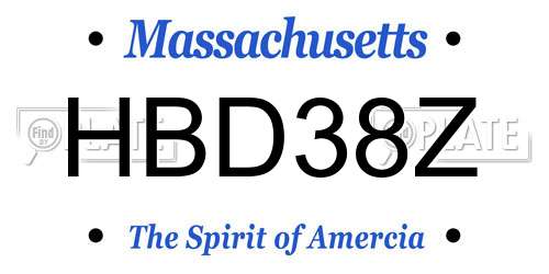 HBD38Z Massachusetts License Plate