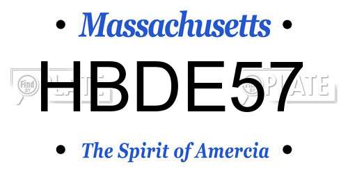 HBDE57 Massachusetts License Plate