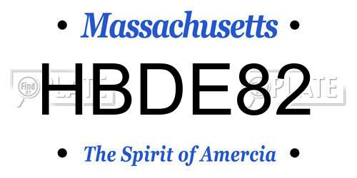 HBDE82 Massachusetts License Plate
