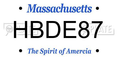 HBDE87 Massachusetts License Plate
