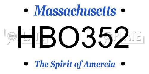 HBO352 Massachusetts License Plate