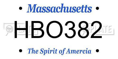 HBO382 Massachusetts License Plate