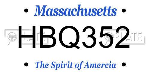 HBQ352 Massachusetts License Plate