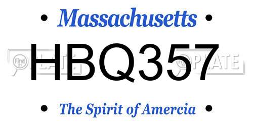 HBQ357 Massachusetts License Plate
