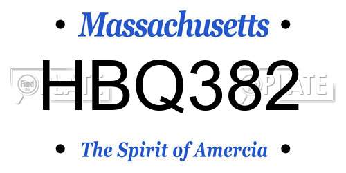 HBQ382 Massachusetts License Plate