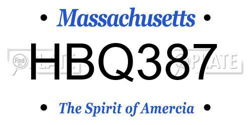 HBQ387 Massachusetts License Plate