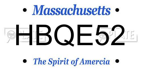 HBQE52 Massachusetts License Plate