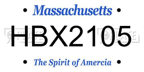 HBX2105 Massachusetts License Plate