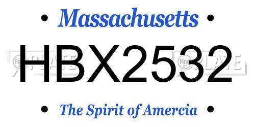 HBX2532 Massachusetts License Plate