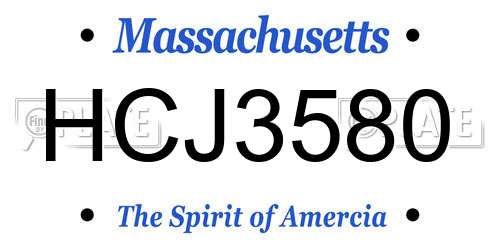 HCJ3580 Massachusetts License Plate