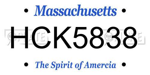 HCK5838 Massachusetts License Plate