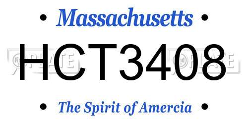 HCT3408 Massachusetts License Plate