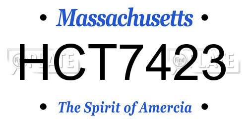 HCT7423 Massachusetts License Plate
