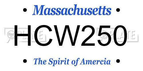 HCW250 Massachusetts License Plate