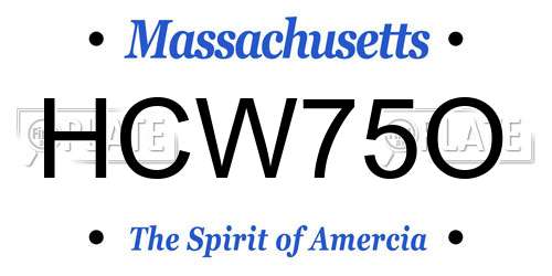 HCW75O Massachusetts License Plate