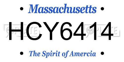 HCY6414 Massachusetts License Plate